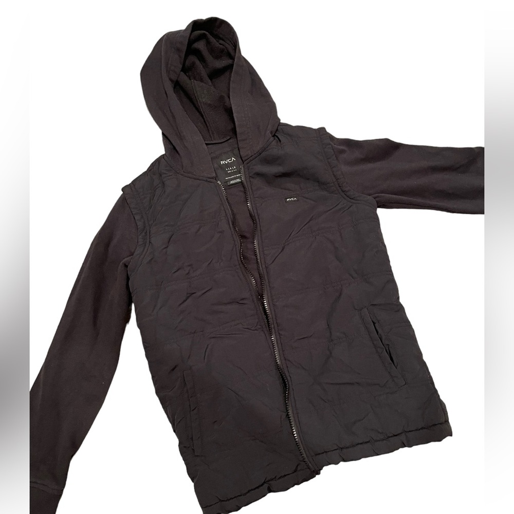 RVCA Kids Black Hooded Puffer Jacket
